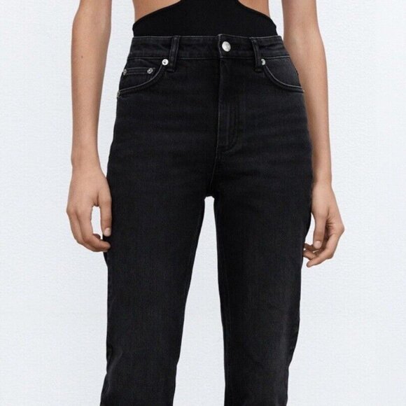 Zara Black Jeans with Split Hem - Picture 1 of 13